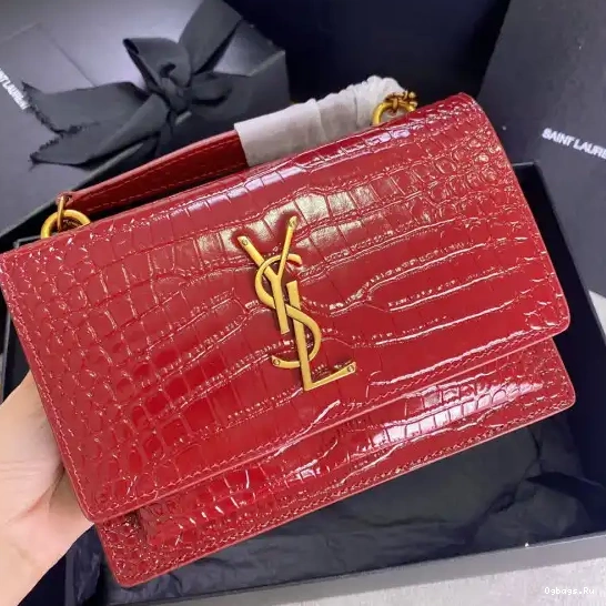 LEATHER IN YSL SUNSET SHINY CROCODILE-EMBOSSED 0523